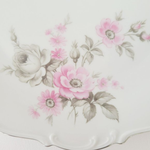 Tirschenreuth Picardy Elegant Pink & Silver Floral Dinner Plate, Bavaria Germany - Picture 6 of 9